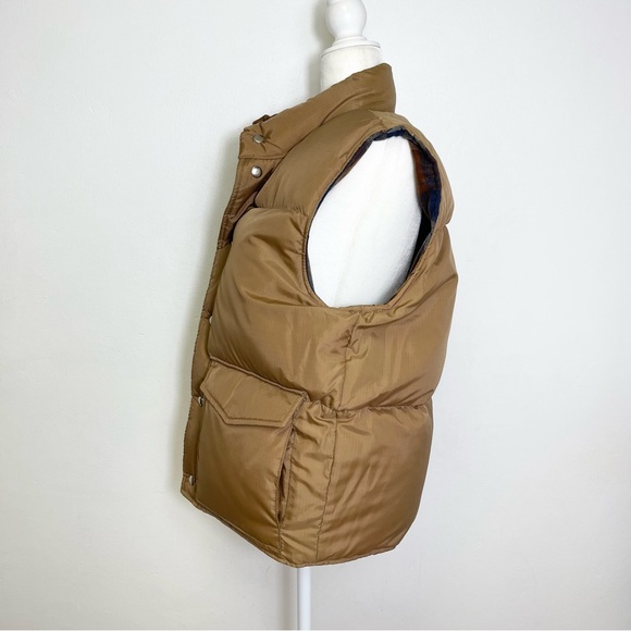 Vintage Argus Sportswear Reversible Puffer Vest Unisex Plaid Tan Size Medium - Picture 7 of 15